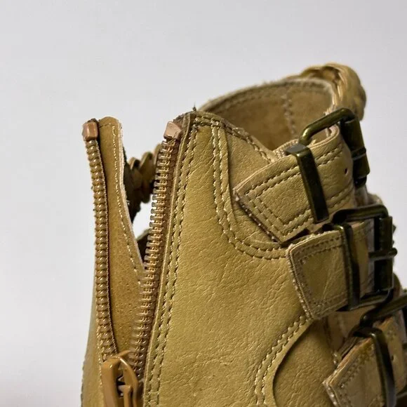 Sugar Riverdale Ankle Booties Women 8 Brown Block Heel Studded Beads Back Zip - Picture 3 of 16